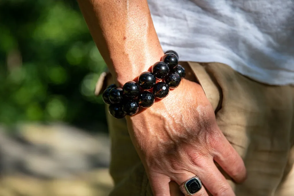 Dark Smoky Quartz Natural Gemstone Bracelet