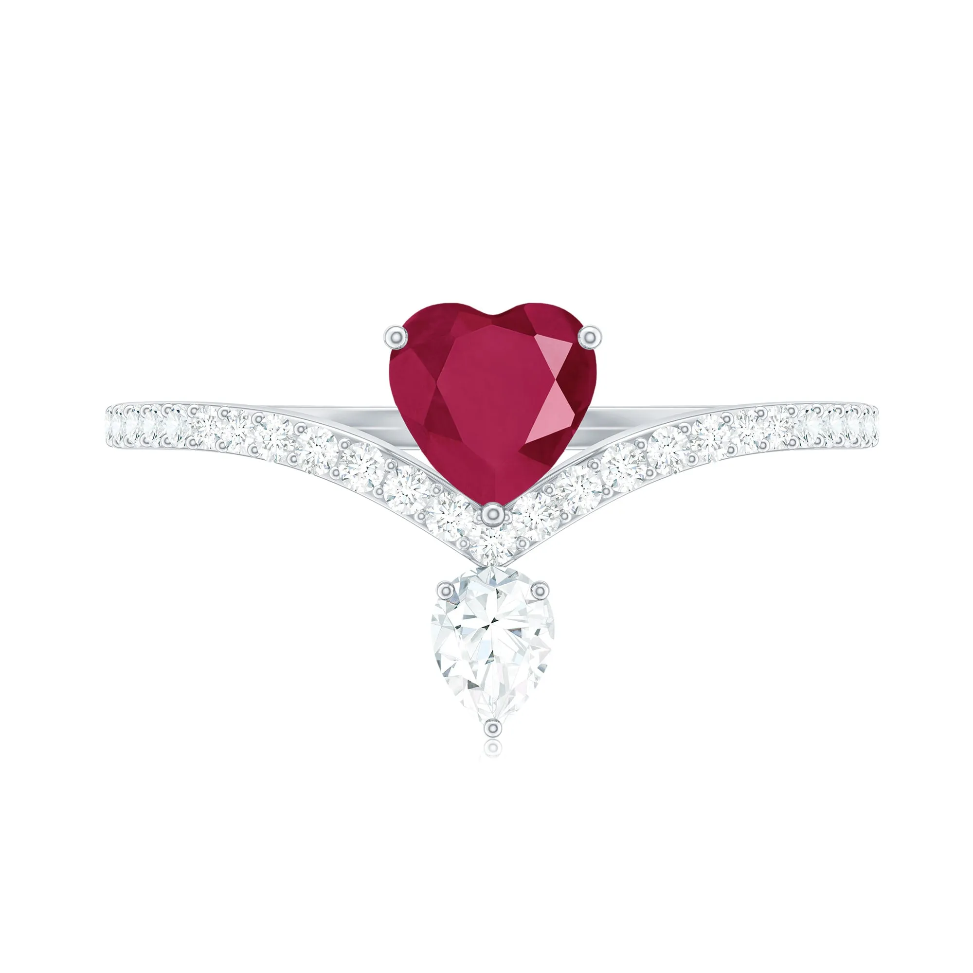 Designer Ruby Heart Engagement Ring with Diamond