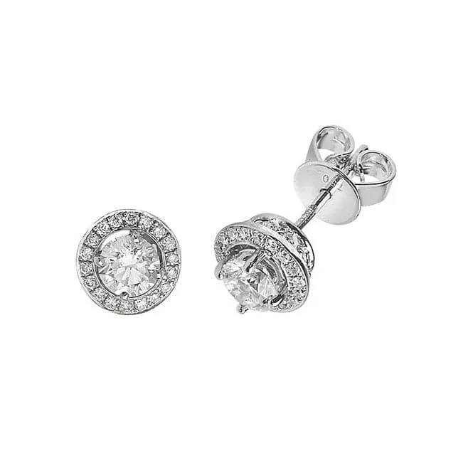 Diamond Jewellery 18K White Gold Halo Earrings EDQ198W