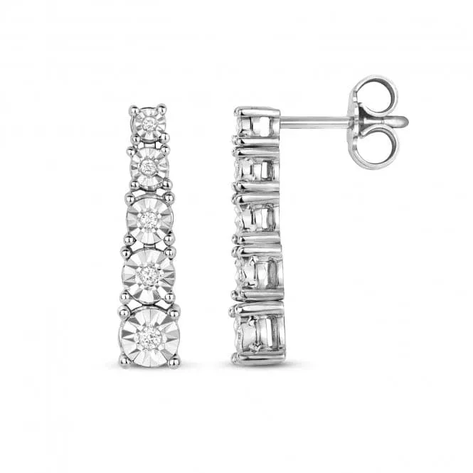 Diamond Jewellery 9ct White Gold Diamond Illusion Set Earrings ED160W