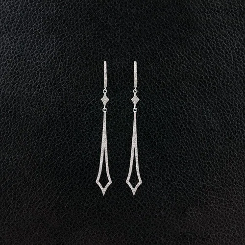 Diamond Sword Dangle Earrings