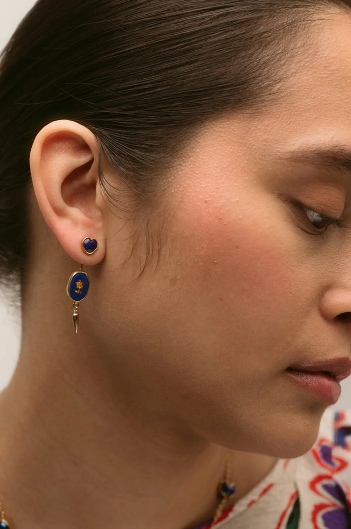 Double Detachable with Victorian Drop Lapis Earrings