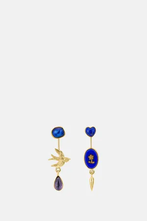 Double Detachable with Victorian Drop Lapis Earrings