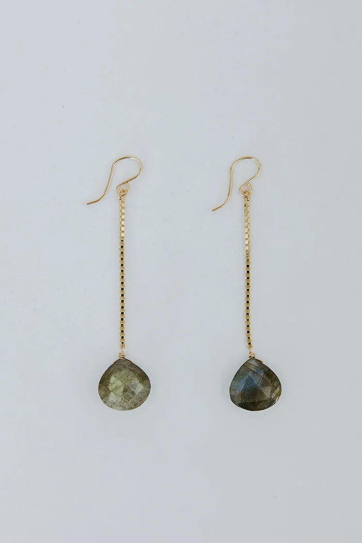 Drop Chain Earrings - Labradorite