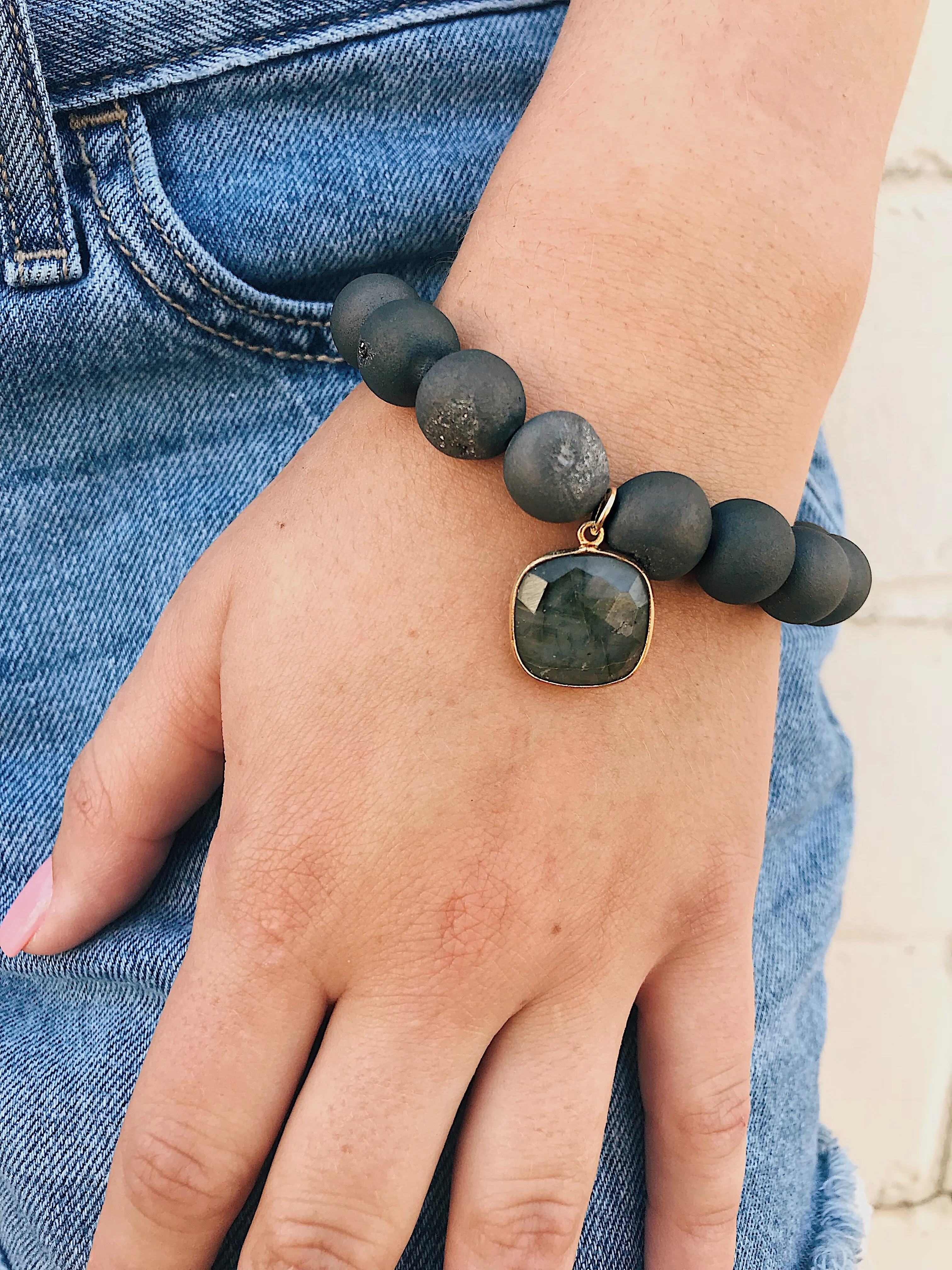 Druzy Bracelet // Gemstone Charm