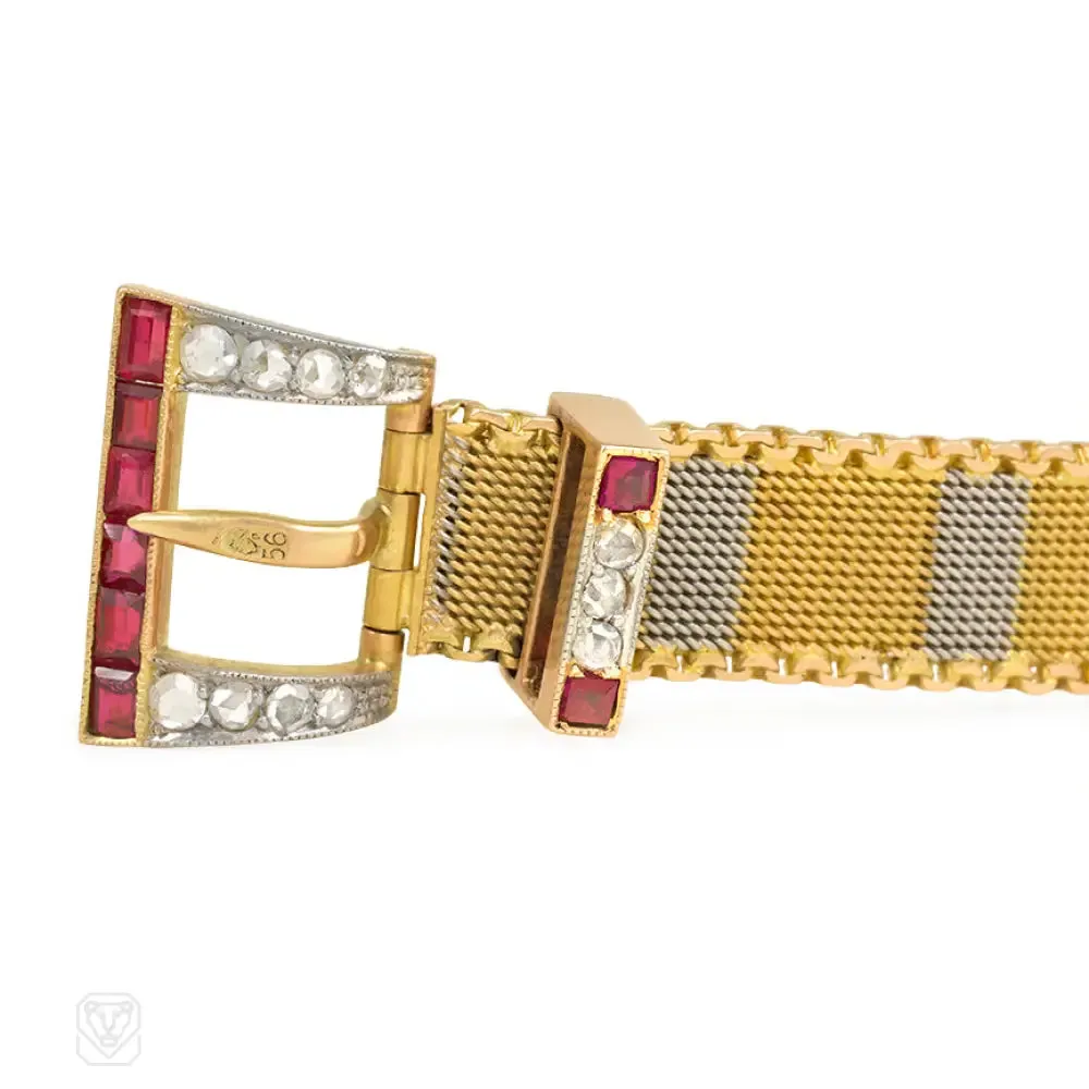 Edwardian gold and gemset buckle bracelet, Russia