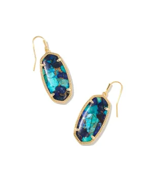 Elle Earrings Gold - Bronze Veined Lapis Turquoise