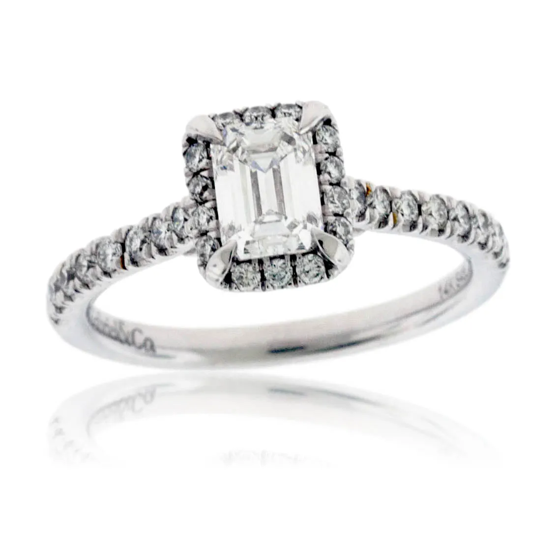 Emerald-Cut Diamond and Diamond Accented Ring