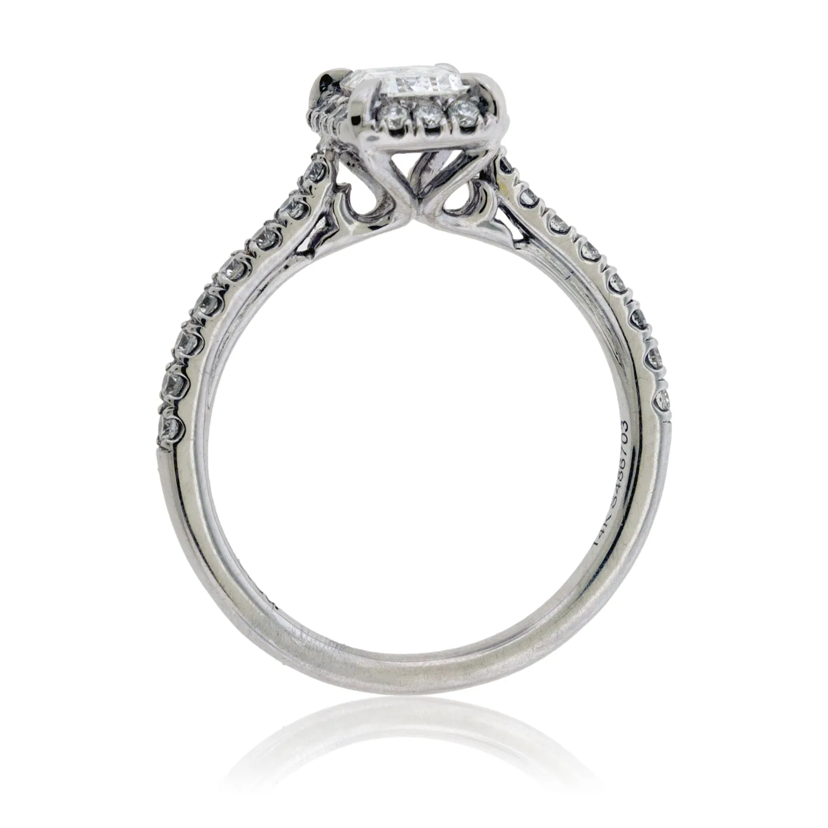 Emerald-Cut Diamond and Diamond Accented Ring