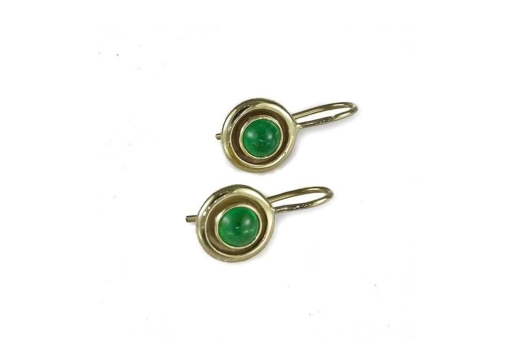 Emerald Earrings, Yellow Gold