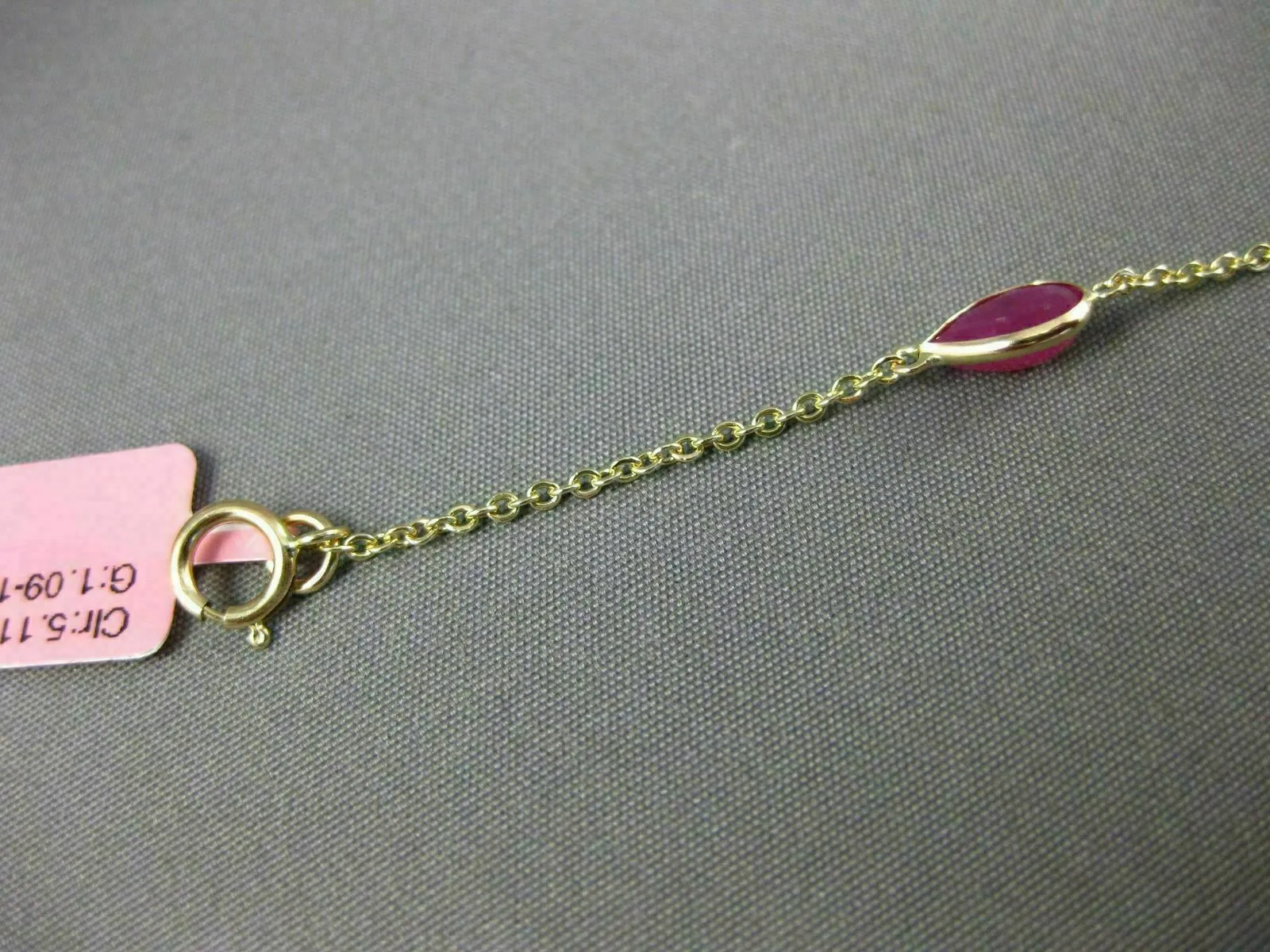 ESTATE 5.11CT AAA RUBY 14K YELLOW GOLD PEAR SHAPE TEAR DROP BY THE YARD BRACELET