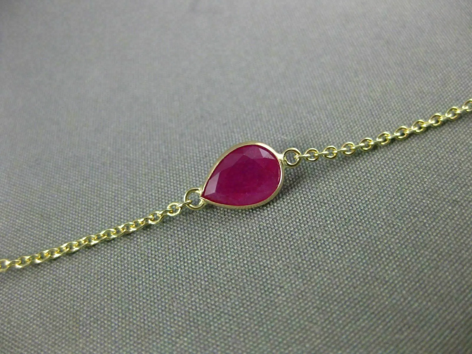 ESTATE 5.11CT AAA RUBY 14K YELLOW GOLD PEAR SHAPE TEAR DROP BY THE YARD BRACELET