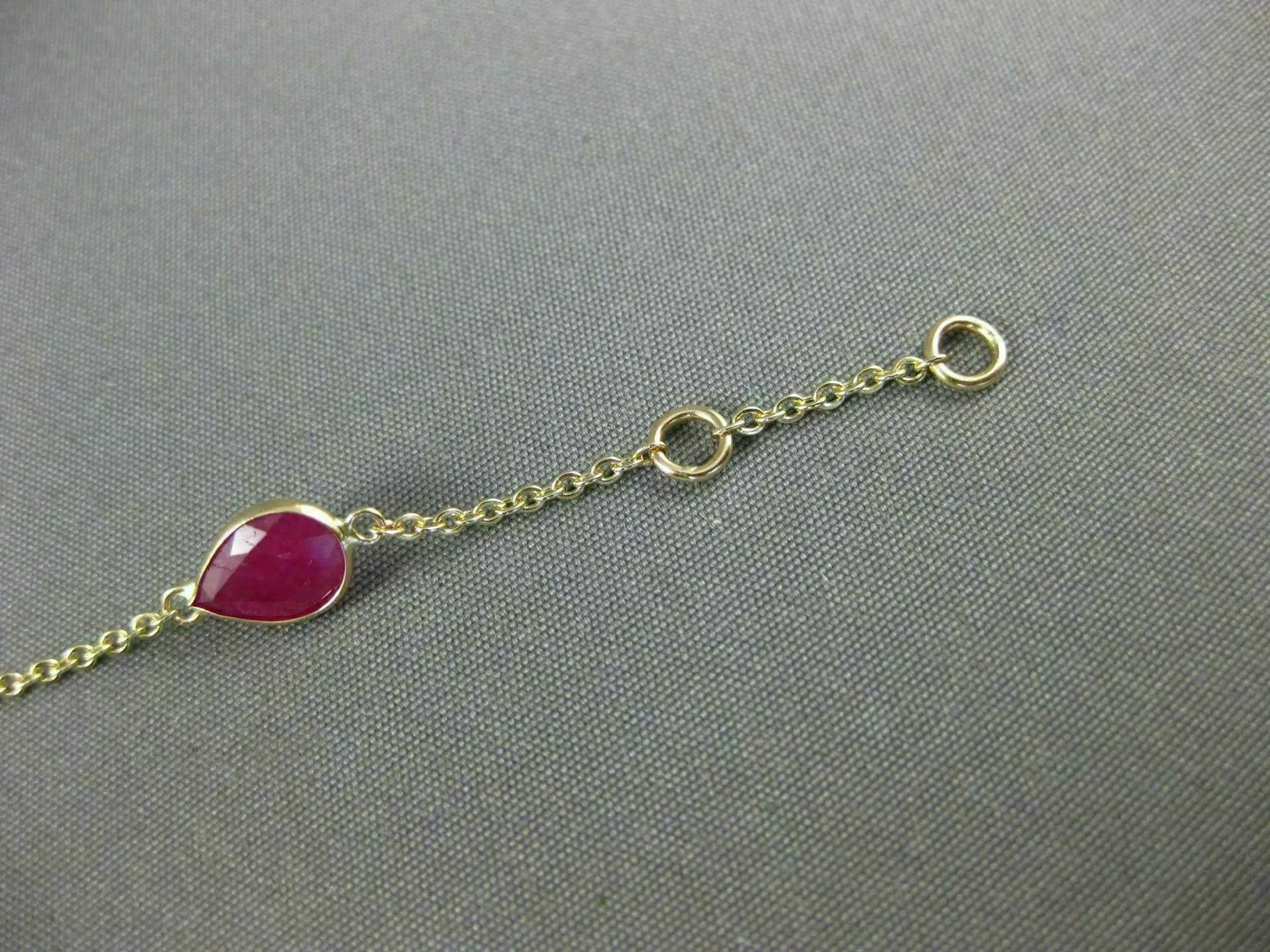 ESTATE 5.11CT AAA RUBY 14K YELLOW GOLD PEAR SHAPE TEAR DROP BY THE YARD BRACELET