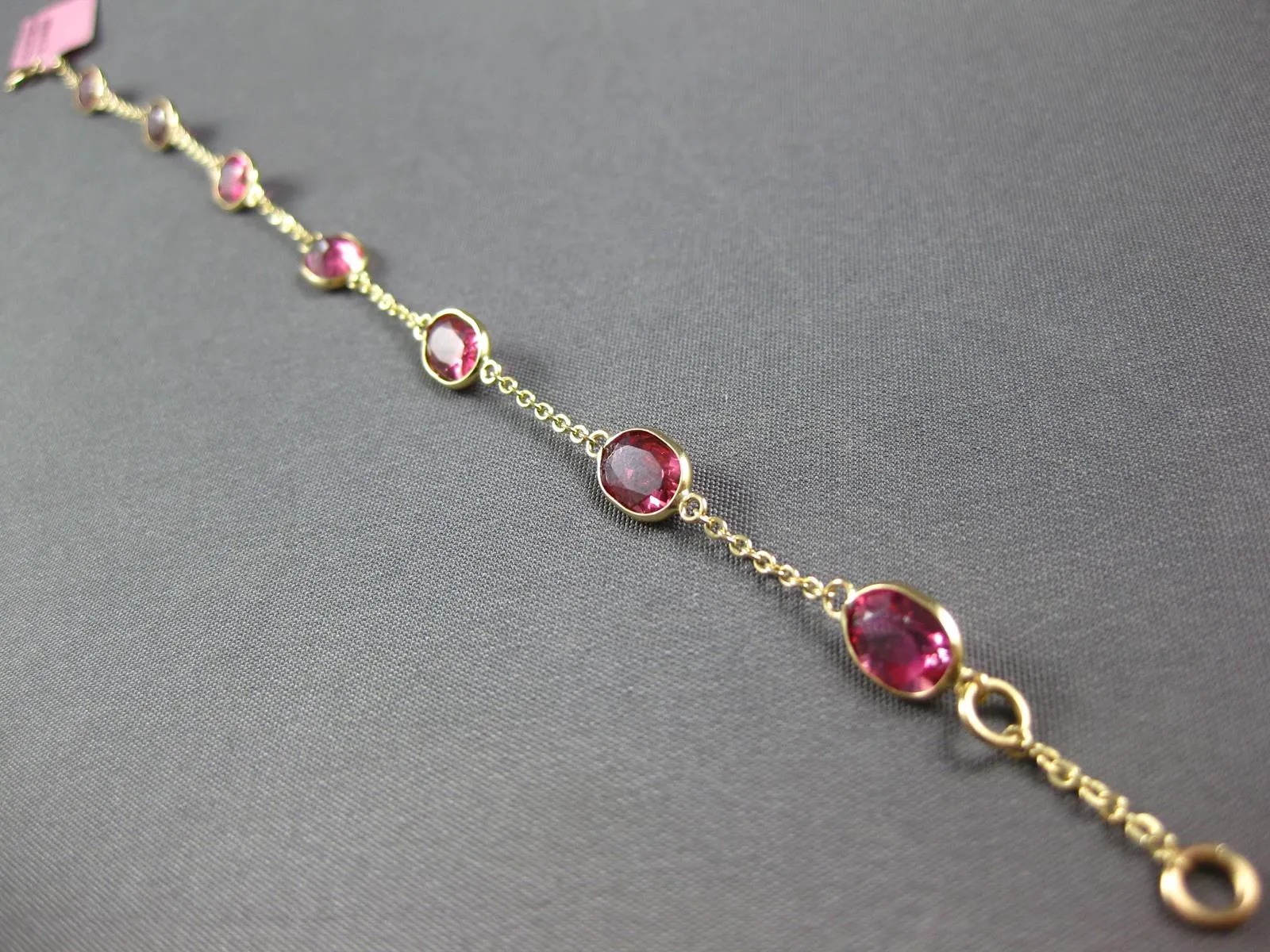 ESTATE 5.13CT AAA LIGHT PINK RUBY 14KT YELLOW GOLD OVAL BY THE YARD FUN BRACELET