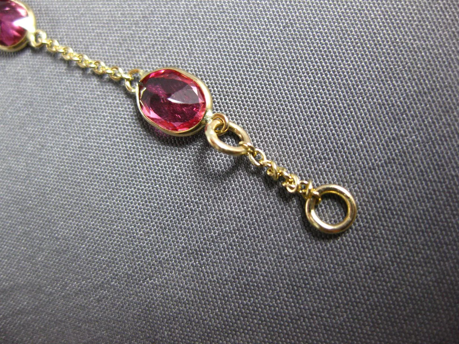 ESTATE 5.13CT AAA LIGHT PINK RUBY 14KT YELLOW GOLD OVAL BY THE YARD FUN BRACELET