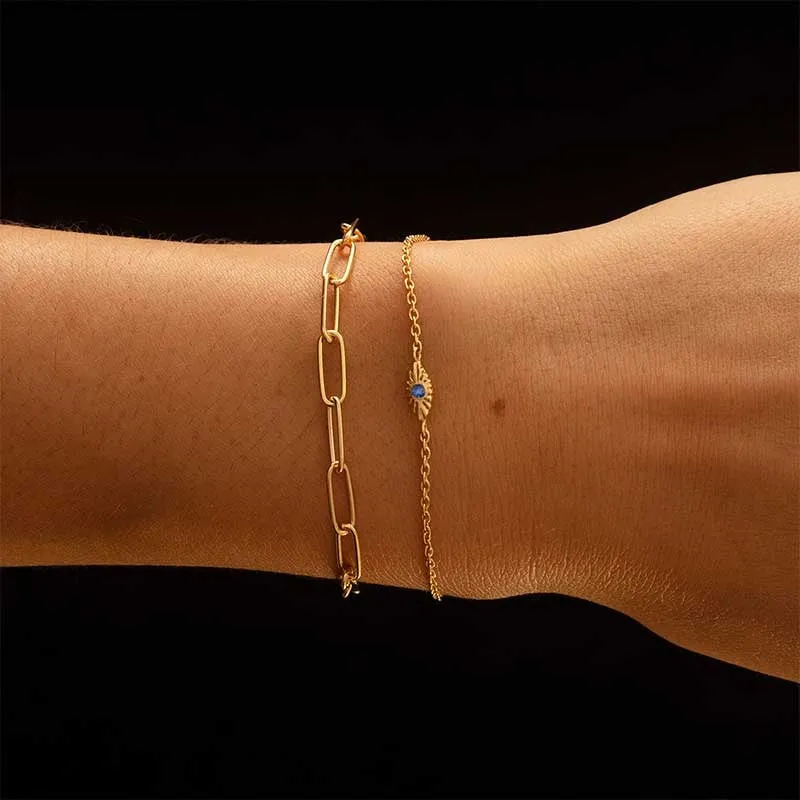 Evil Eye Bracelet, Blue Sapphire, 9kt Yellow Gold