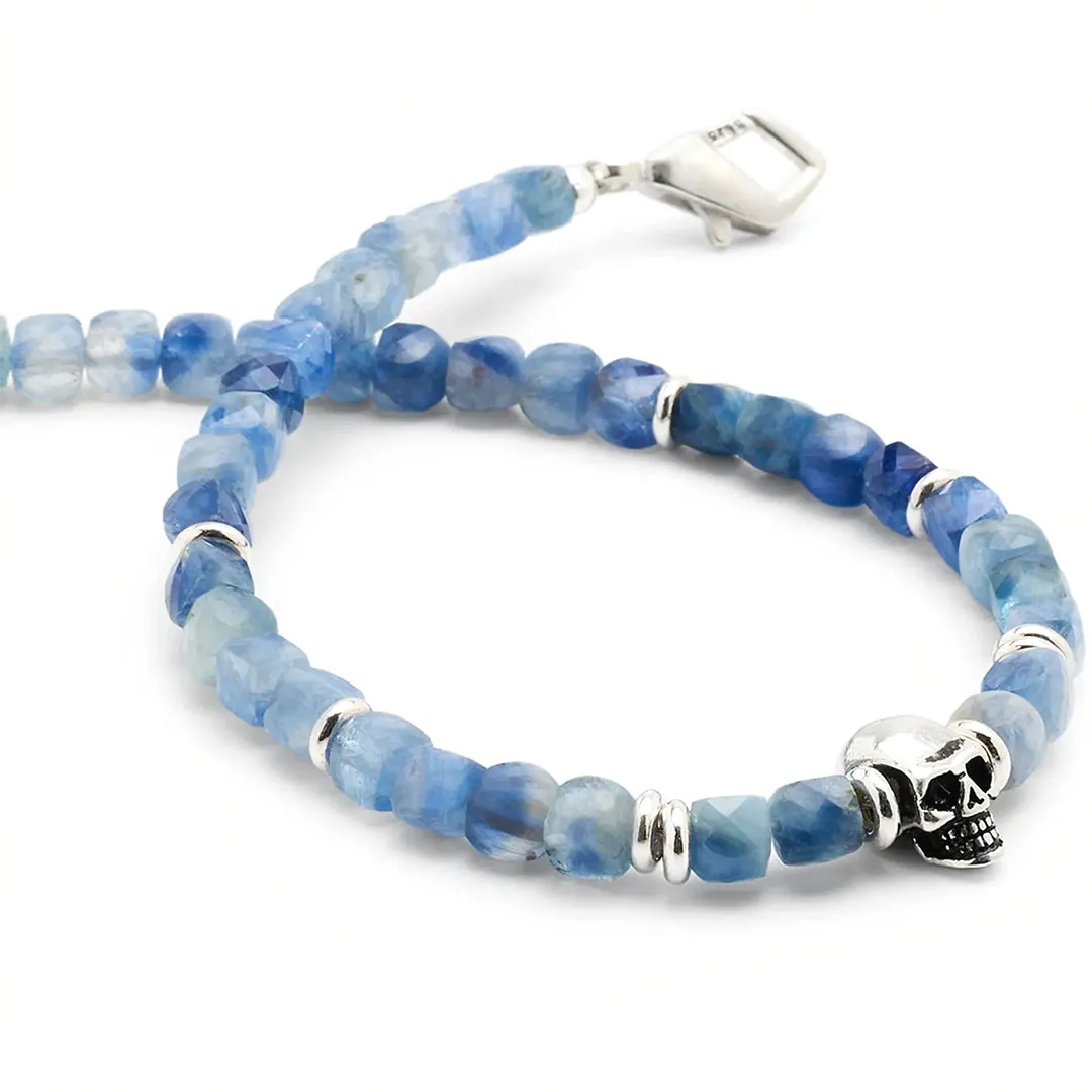 Faceted Kyanite Skull Pull Bracelet