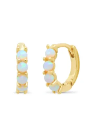 Farrah B Opal Huggie Hoops