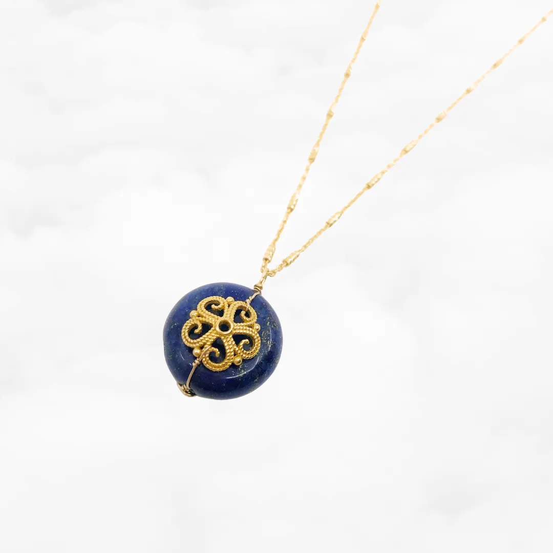 Filigree Flower Lapis Necklace