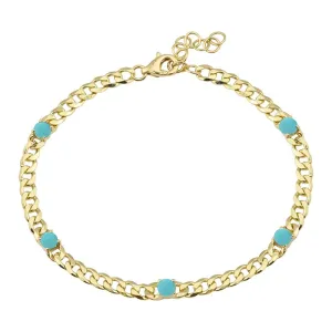 Five Gemstones Cuban Chain Bracelet