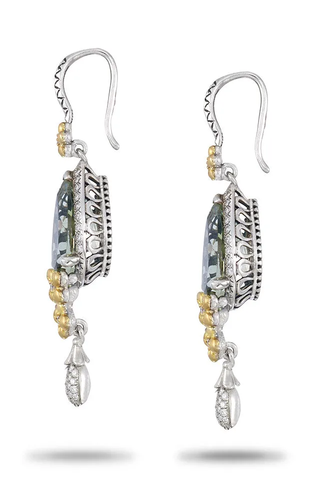 Flower Dance Earrings – Diamond  & Green Amethyst