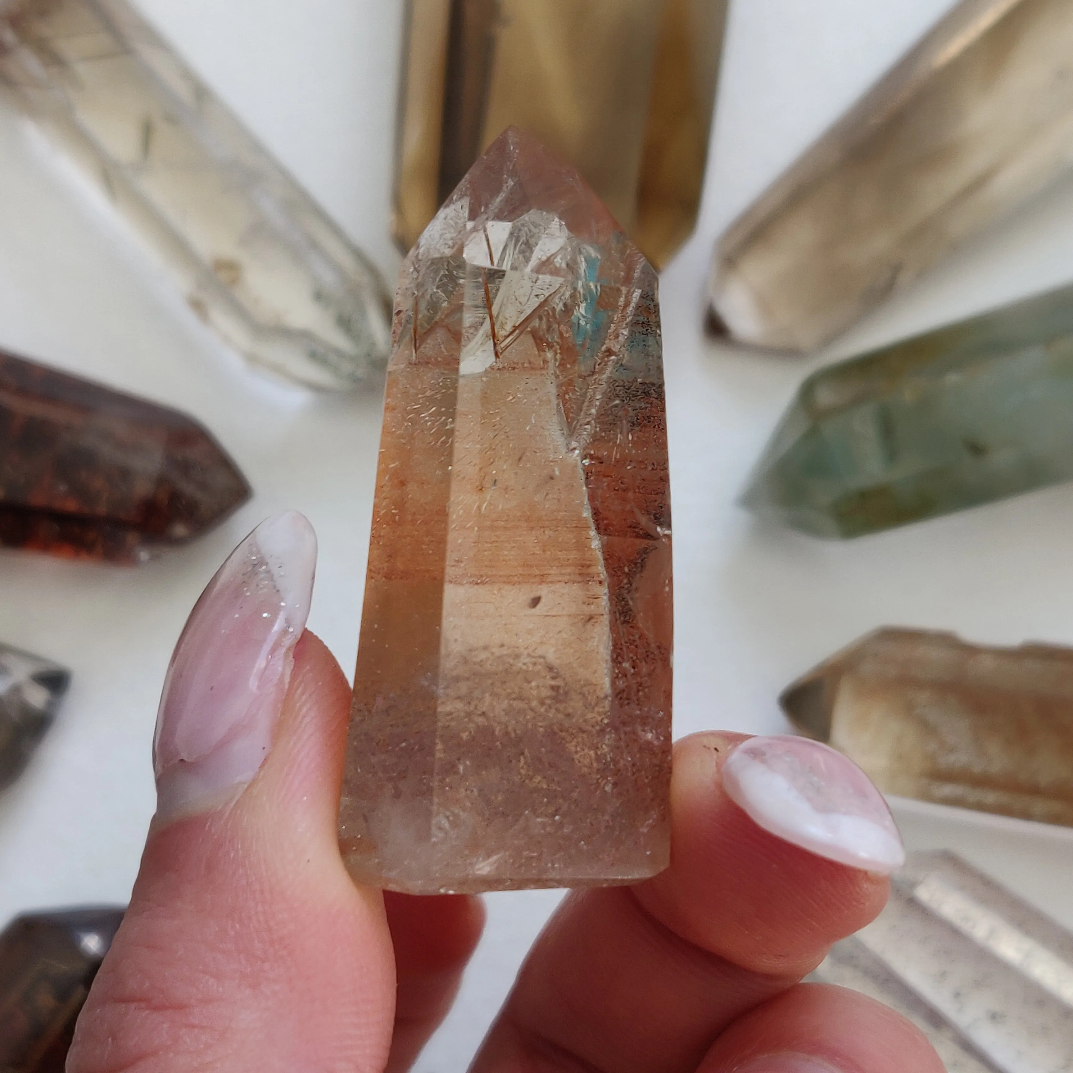 Garden Quartz Point, Lodolite Point (#19G)