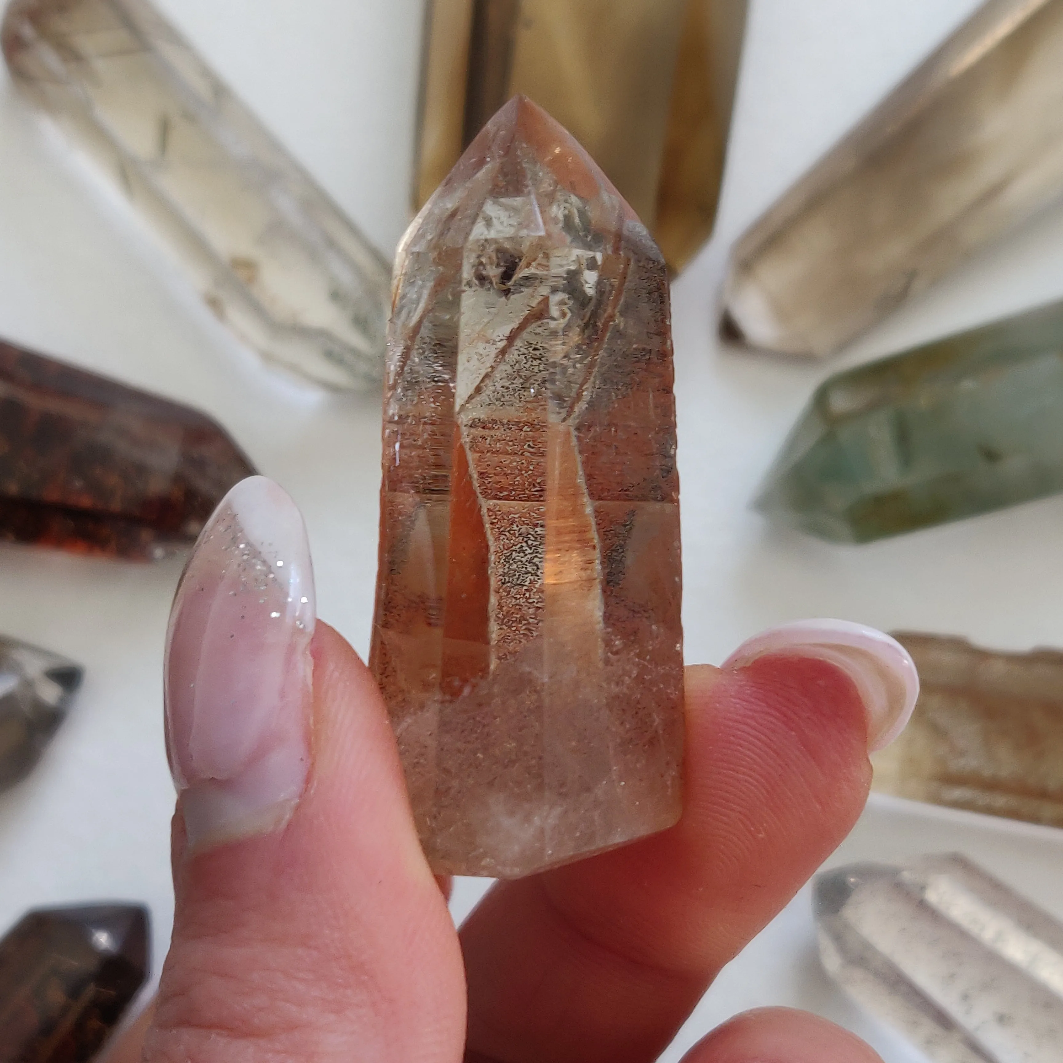 Garden Quartz Point, Lodolite Point (#19G)