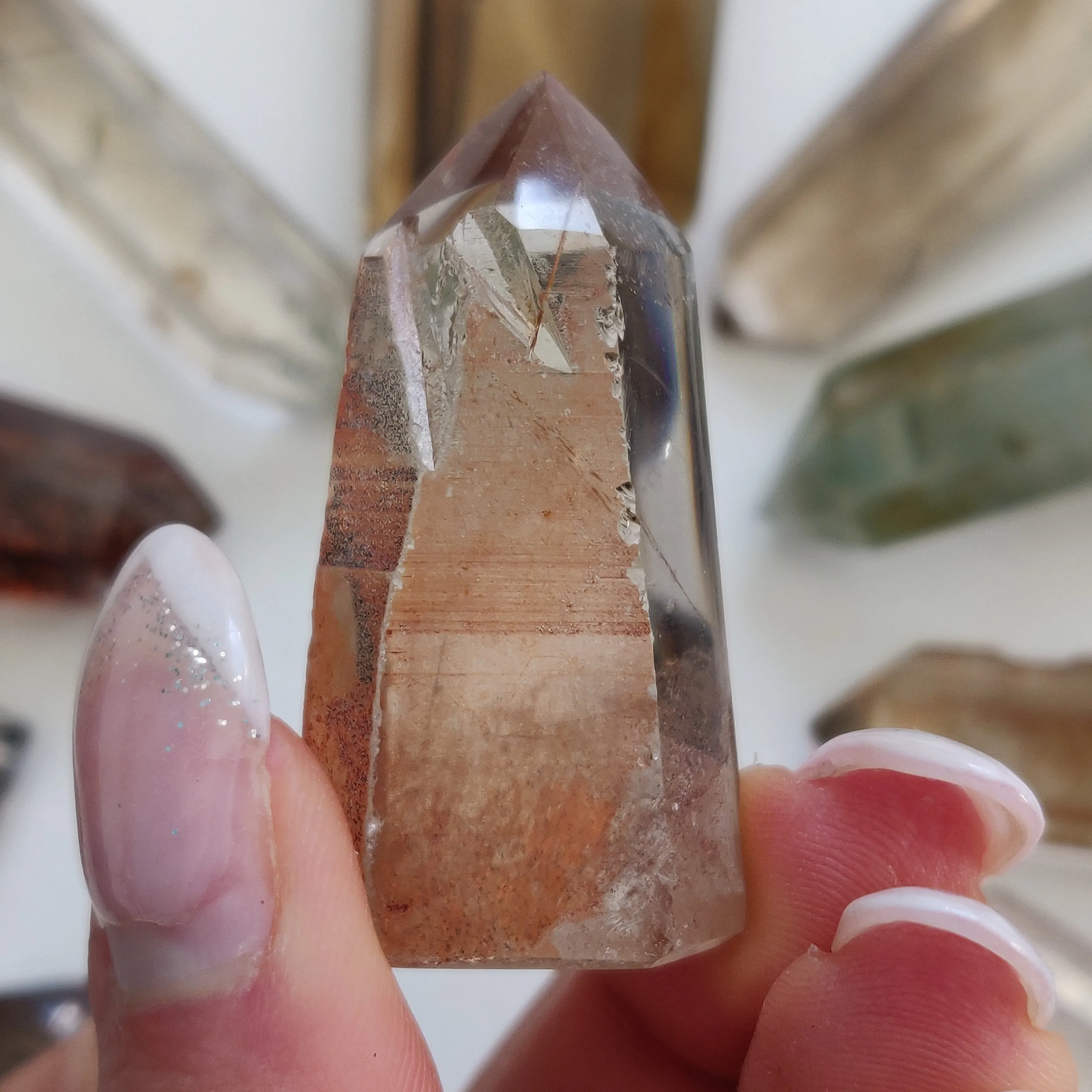 Garden Quartz Point, Lodolite Point (#19G)