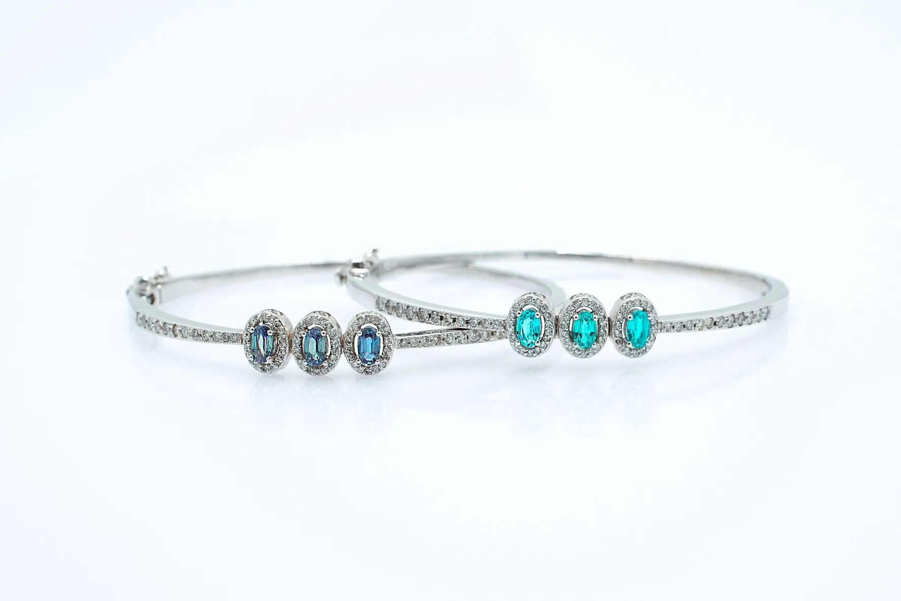 Gemstone & Diamond hinged bangle