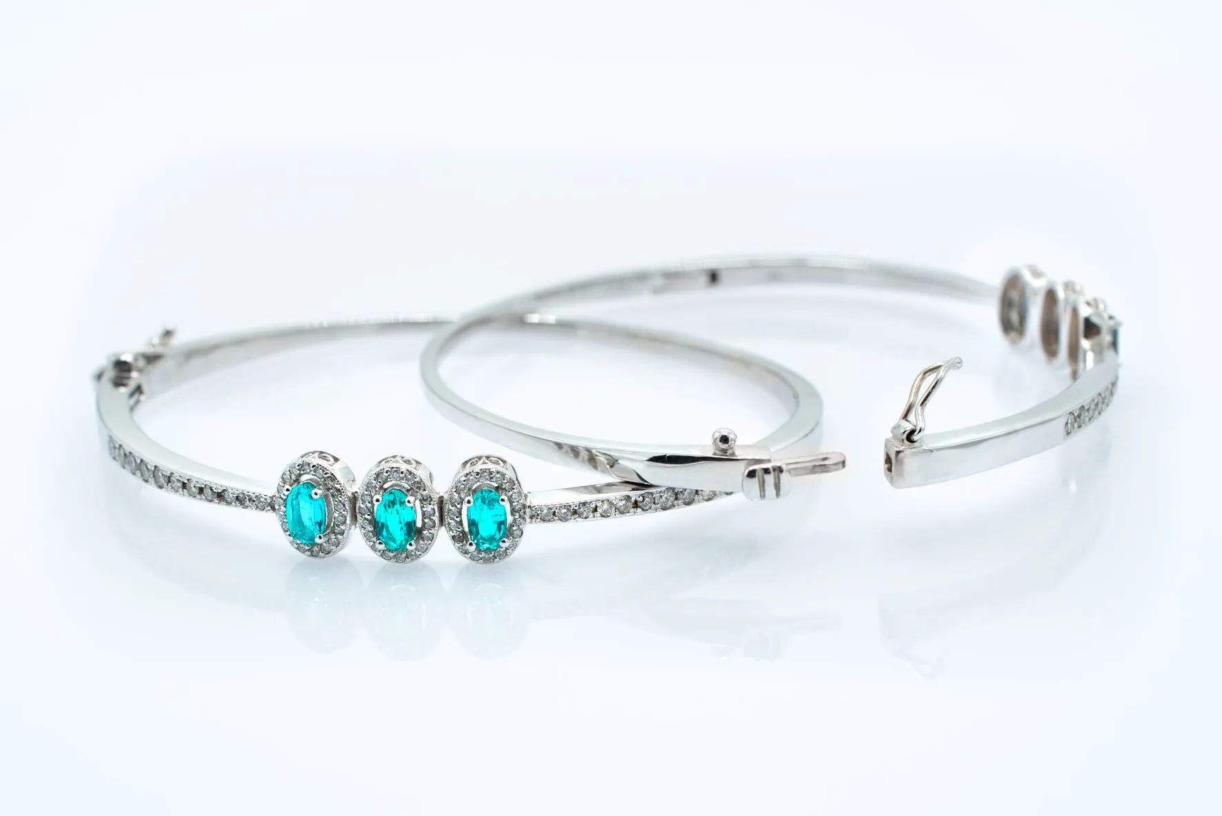 Gemstone & Diamond hinged bangle