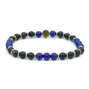 Gemstone and Brass Spacer Stretch Bracelet