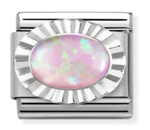 Gemstone - Pink Opal Silver Charm