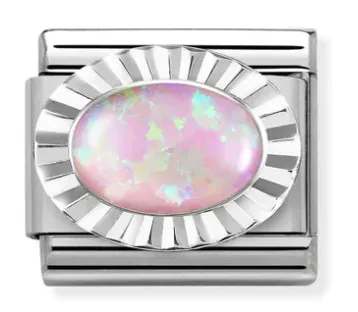 Gemstone - Pink Opal Silver Charm