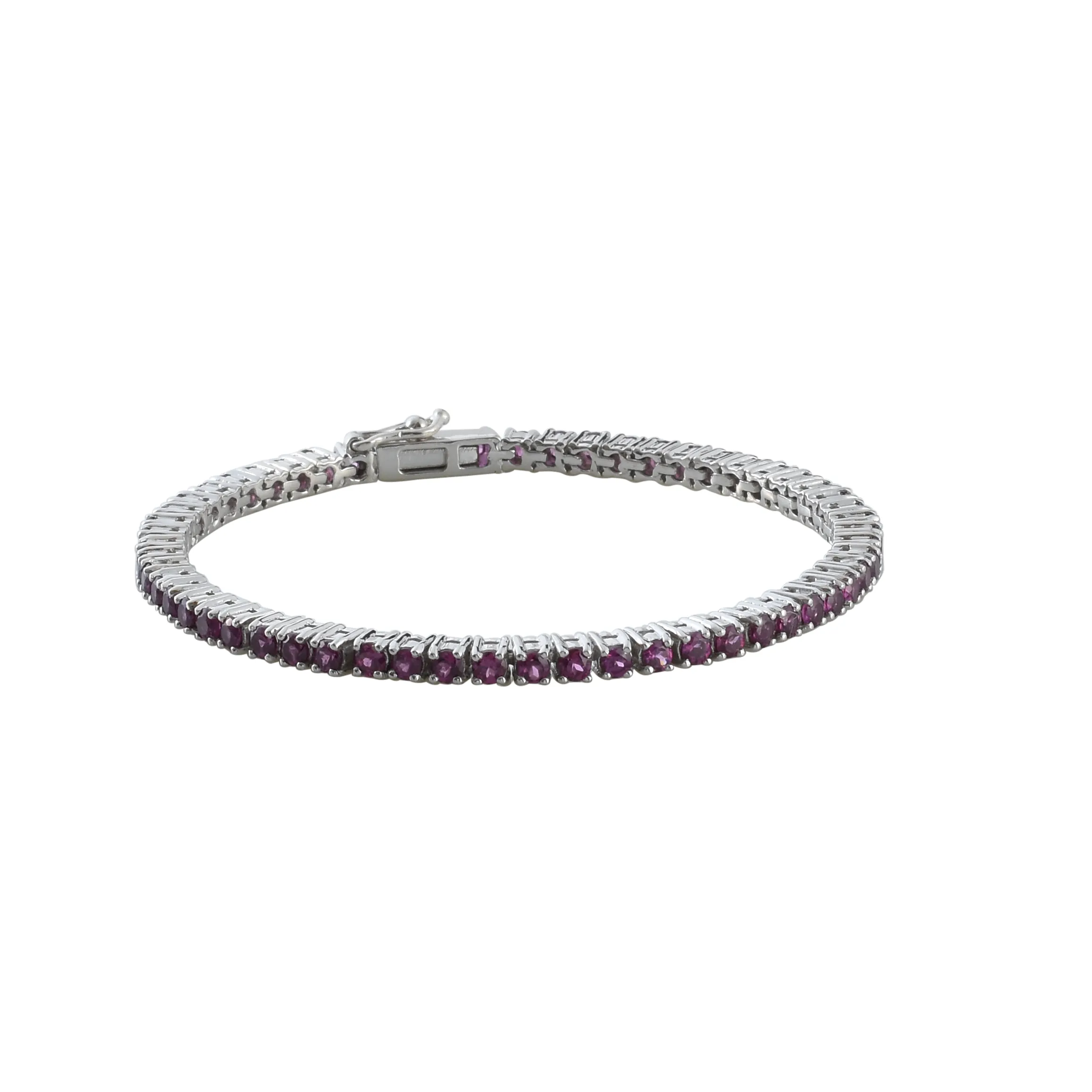 Genuine Rhodolite Gemstone Tennis Bracelet