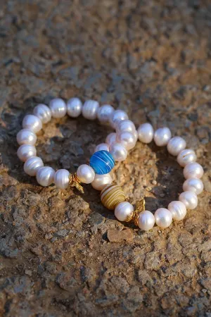 Glass and Baroque Pearl Beaded Bracelet