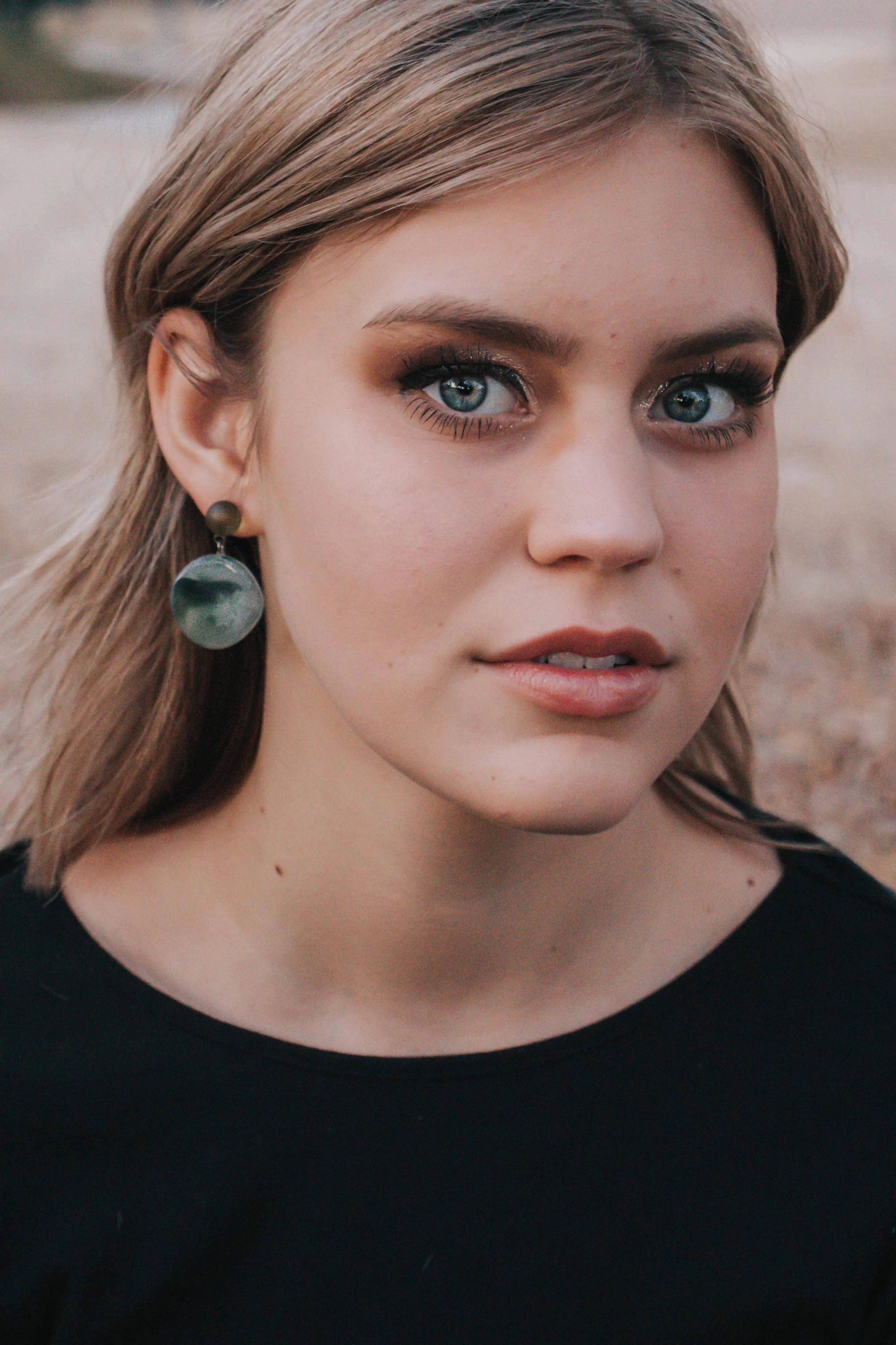 Gold & Black Marbled Lucite Geo Drop Sarah Earrings