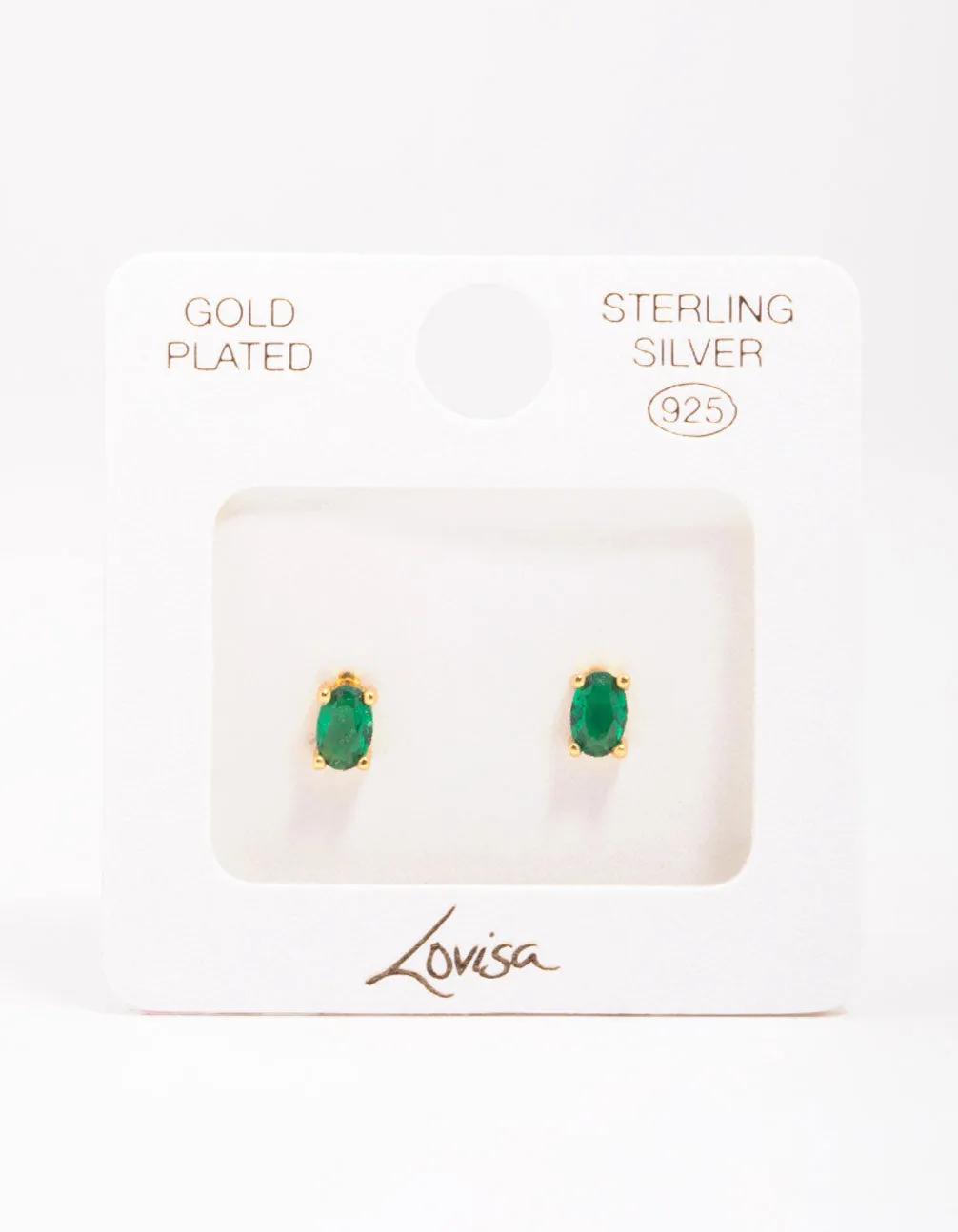 Gold Plated Sterling Silver Oval Stud Earrings