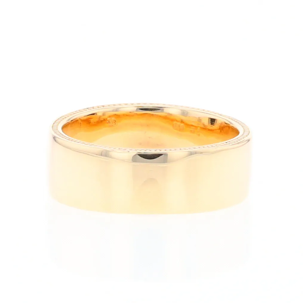 Gold Quartz Ring Natural Nugget Sides Rectangle Inlaid Center Milgrain Band