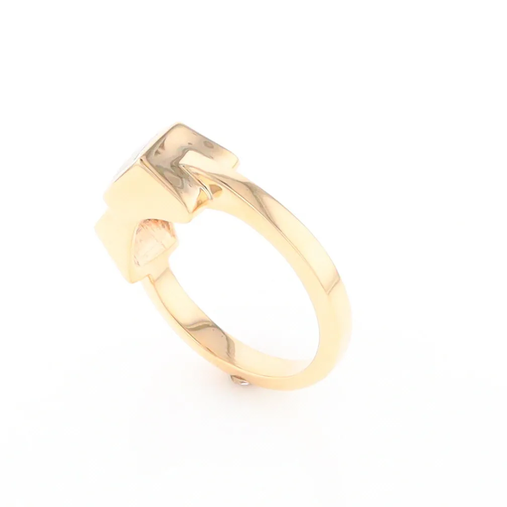 Gold Quartz Ring Natural Nuggets Inlaid Wrap Double Square Design