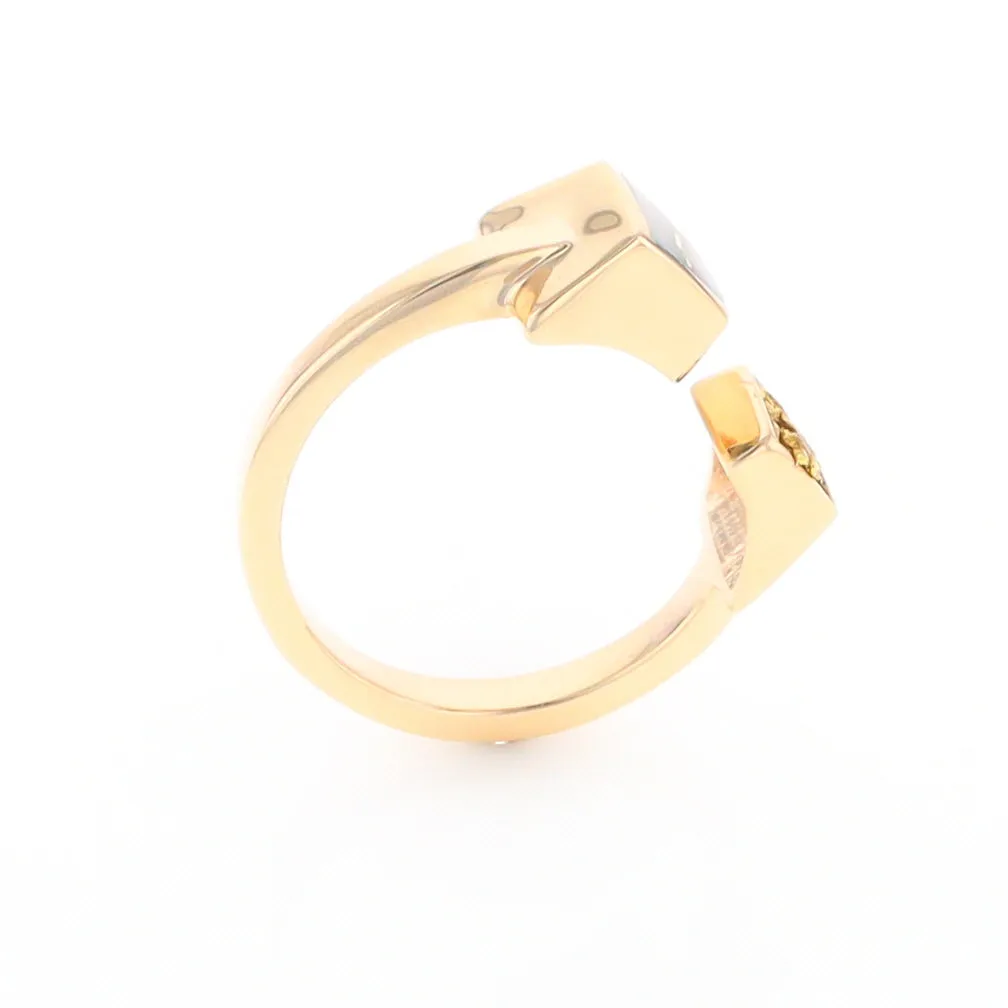 Gold Quartz Ring Natural Nuggets Inlaid Wrap Double Square Design