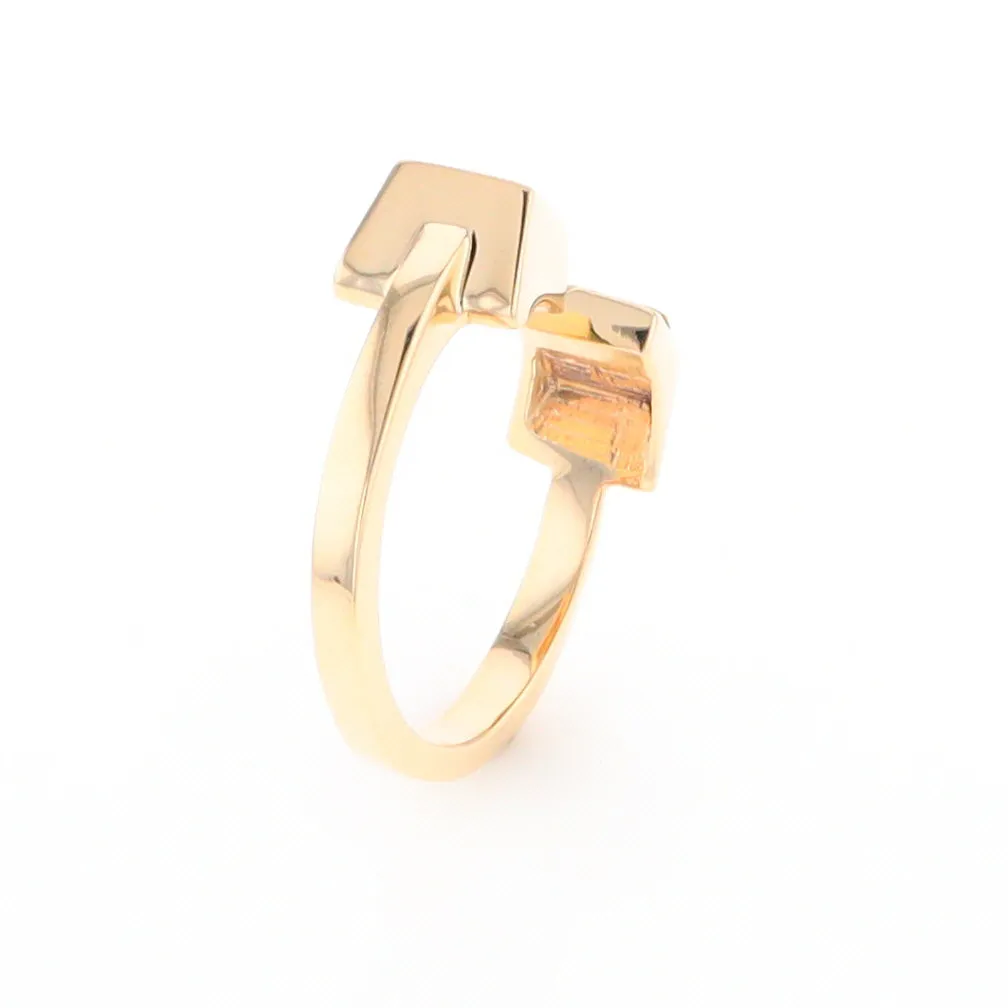 Gold Quartz Ring Natural Nuggets Inlaid Wrap Double Square Design