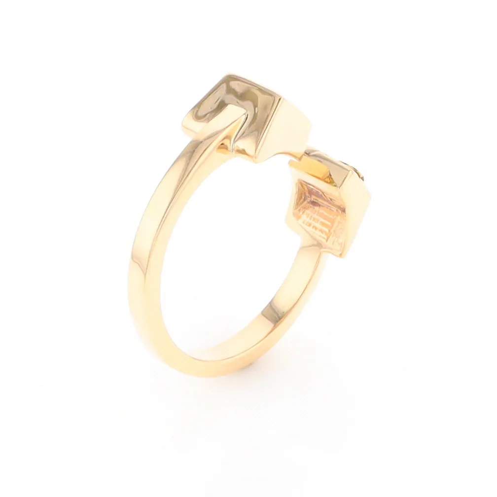 Gold Quartz Ring Natural Nuggets Inlaid Wrap Double Square Design