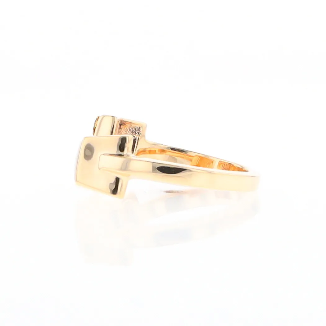 Gold Quartz Ring Natural Nuggets Inlaid Wrap Double Square Design