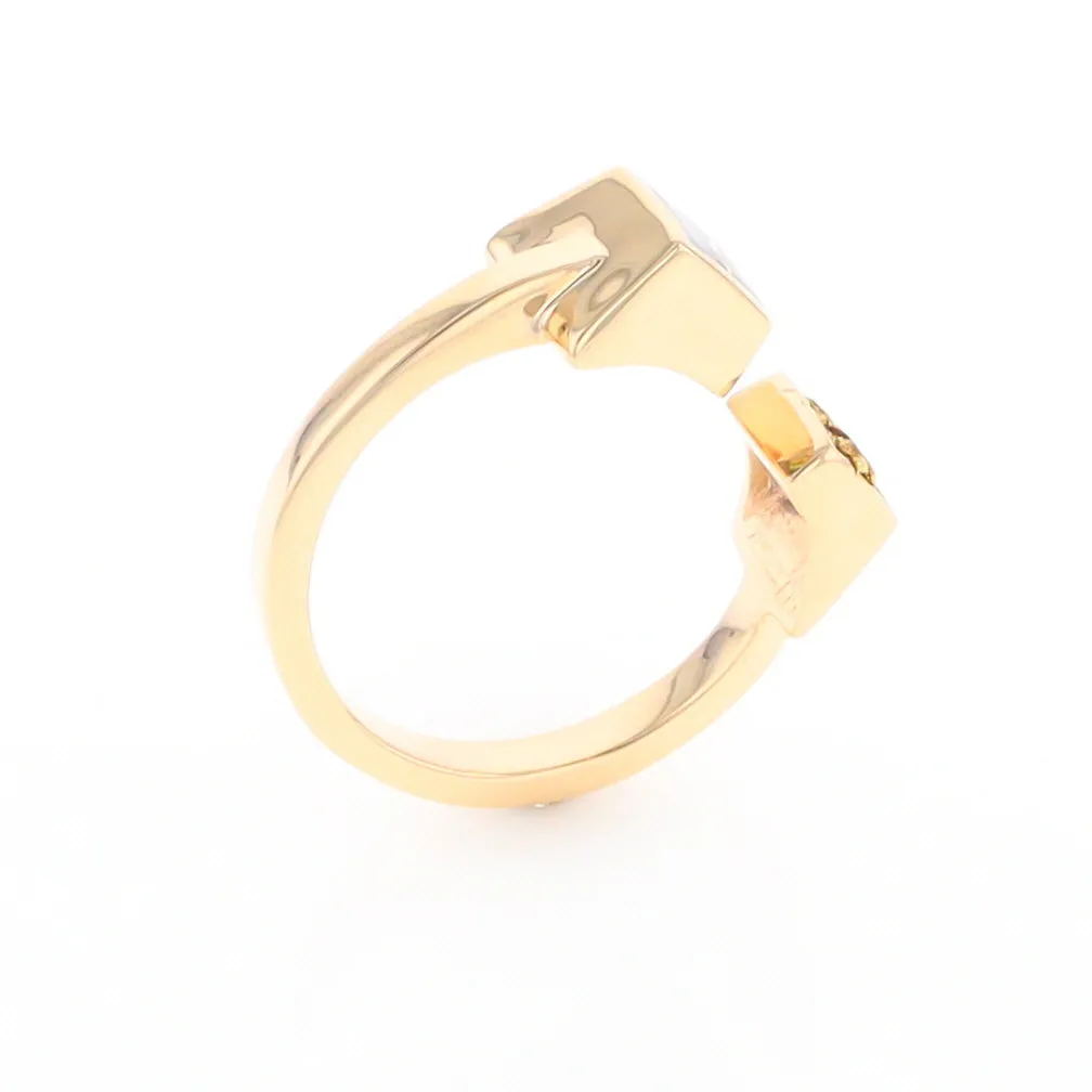 Gold Quartz Ring Natural Nuggets Inlaid Wrap Double Square Design