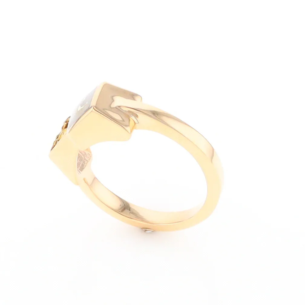 Gold Quartz Ring Natural Nuggets Inlaid Wrap Double Square Design