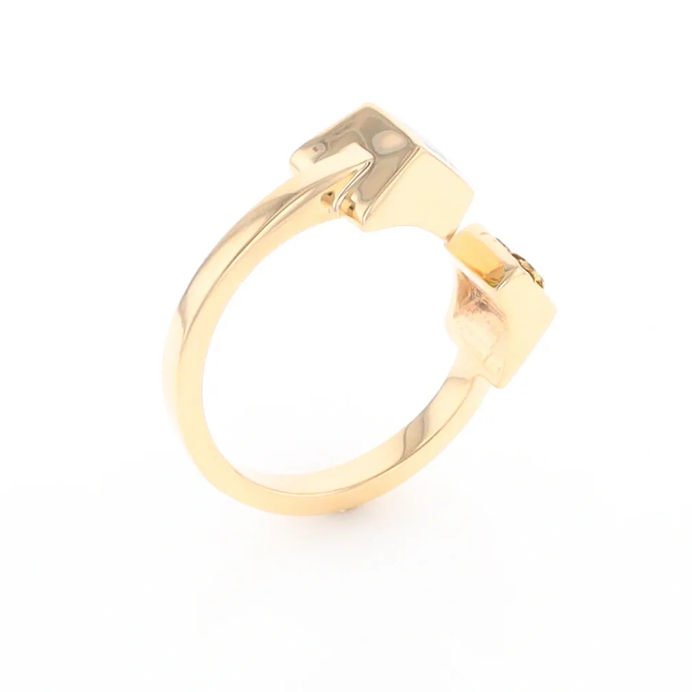 Gold Quartz Ring Natural Nuggets Inlaid Wrap Double Square Design