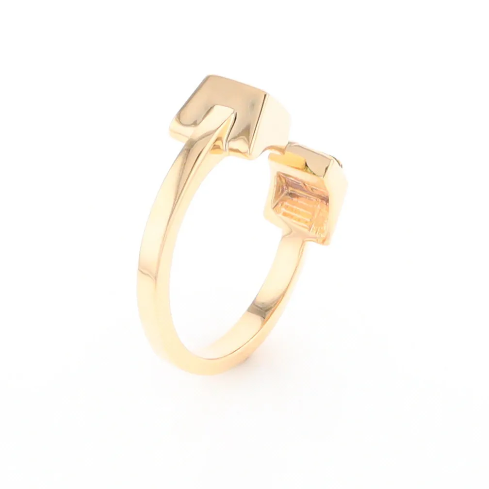 Gold Quartz Ring Natural Nuggets Inlaid Wrap Double Square Design