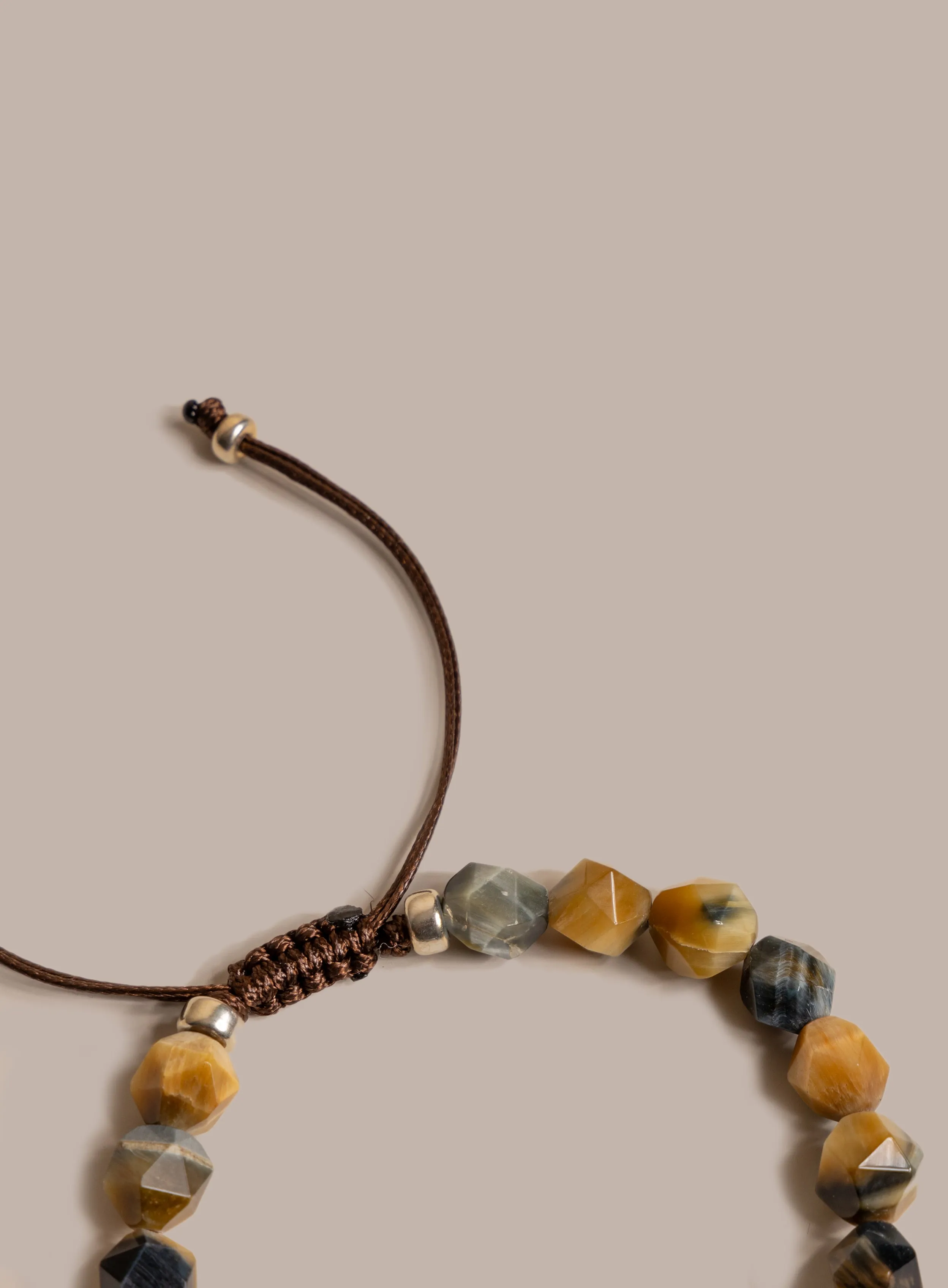 Golden Blue Tiger Eye and Sterling Silver Bracelet for Men