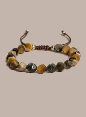 Golden Blue Tiger Eye and Sterling Silver Bracelet for Men