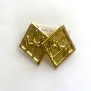 Golden Enamel Rhombus Studs - Kooky Deadstock Earrings *Final Sale